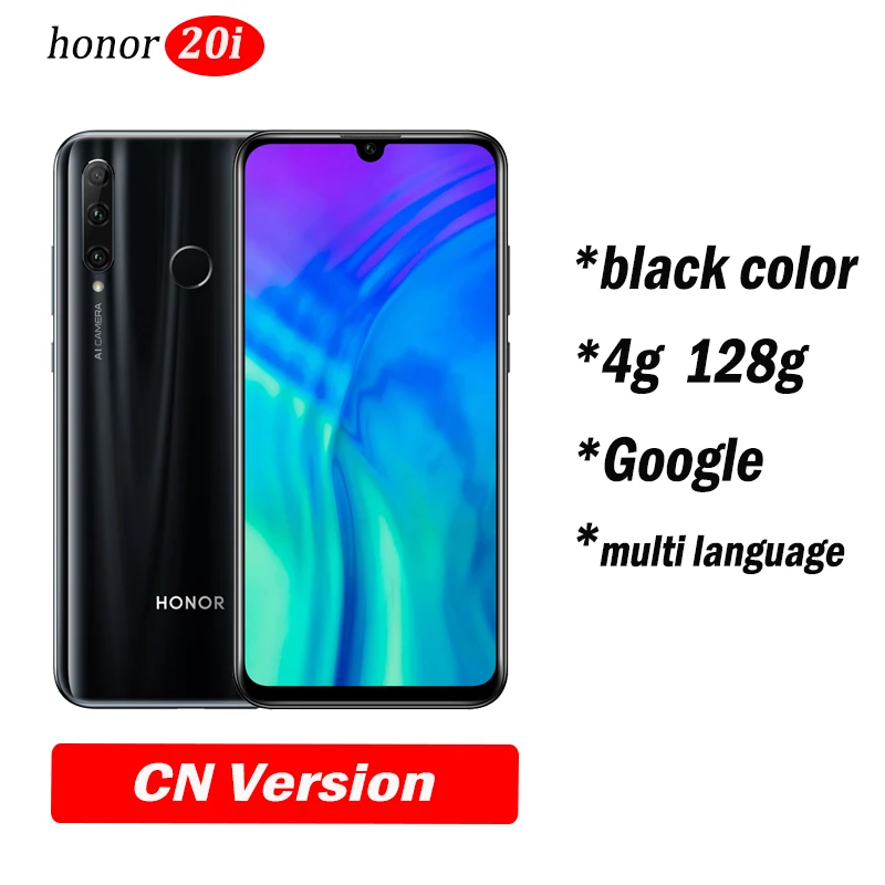 4g128 black honor 20i honor 20 lite мобильный телефон 6,21 дюймов Android 9,0 FM разблокировка отпечаток лица смартфон - Цвет: 4g128 black