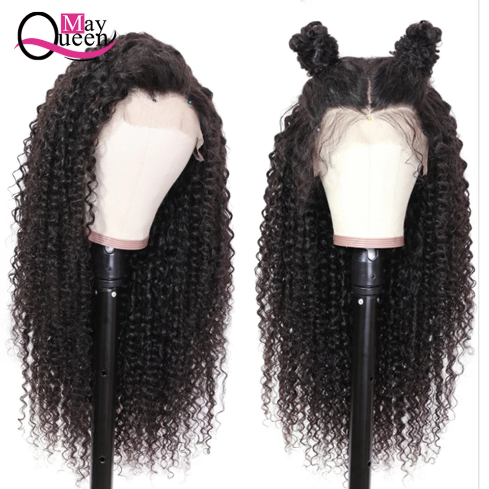 

May Queen Peruvian Curly Human Hair Wig Glueless Lace Front Human Hair Wig With Baby Hair Pre Plucked Remy Hair 150 Density