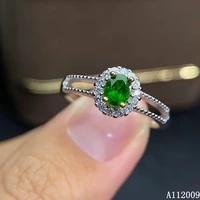 kjjeaxcmy fine jewelry 925 sterling silver inlaid natural diopside ring new fashion female ring vintage support test