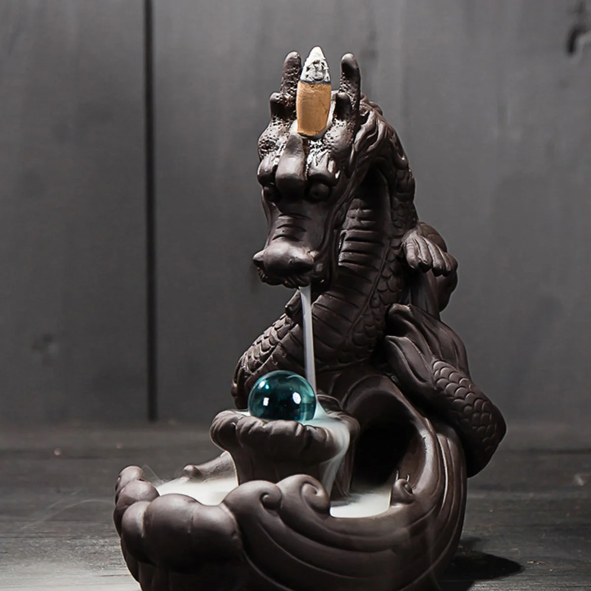 Lucky Dragon Waterfall Reflux Incense Burner Ceramic Handicraft Ornaments Supply Tea Ceremony Office Home | Дом и сад