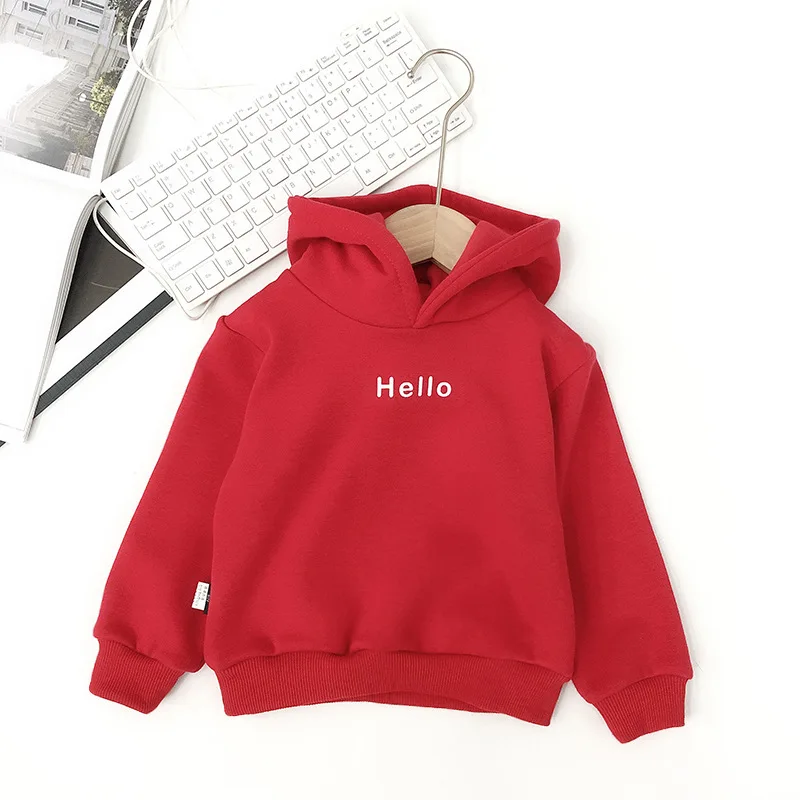 

Boys and Girls Clothes Hooded Solid Color Hooded Sweater Tops Winter Hoodies
