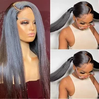 aimeya brazilian straight human hair lace frontal wigs 13x6 hd transparent lace pre plucked with baby hair long wig for women