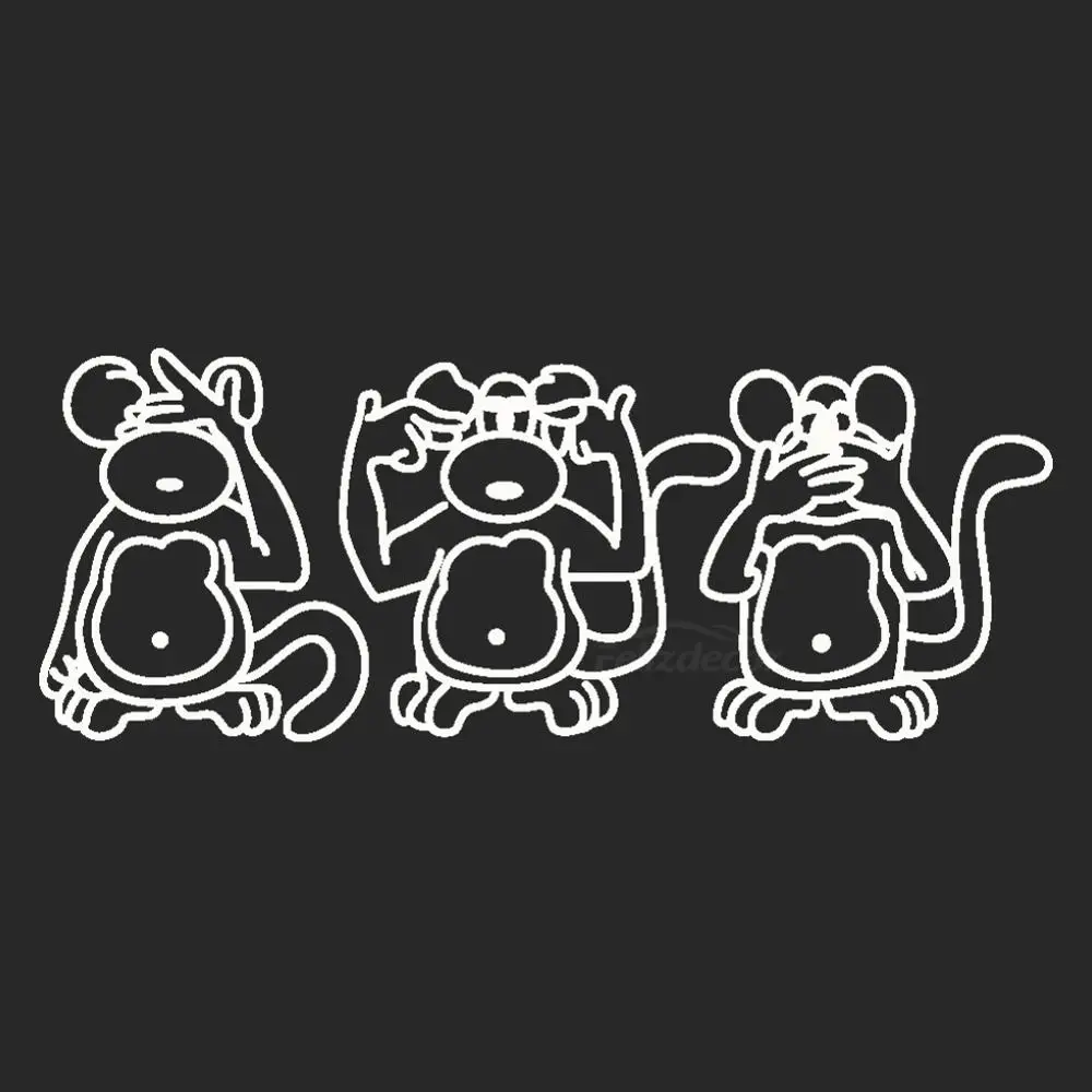 Три маленькие обезьянки делают забавные движется наклейки для автомобиля