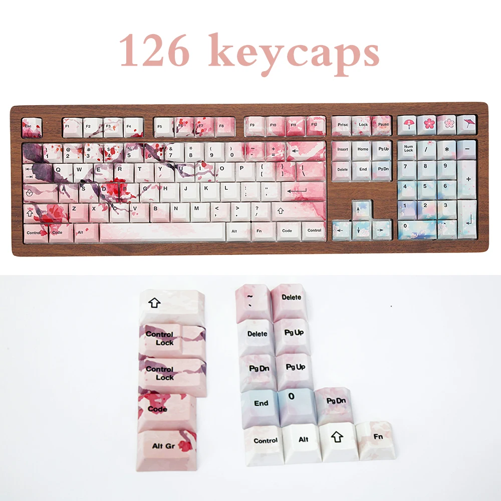 PBT Cherry Blossom Key cap Profil для 60 87 104 108 клавишей механическая клавиатура Cherry G80 настраиваемая 68 клавишная крышка