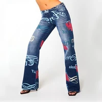 new amazon fashion womens jeans sexy print waist wide leg pants middle waist jeans pants trendy women