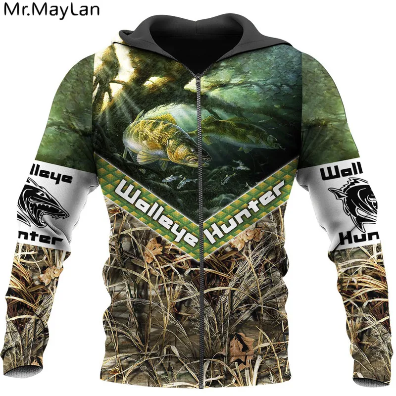 

Custom New Fashion Hoodies Walleye Hunter 3D Printed Sweatshirt/zip Hoodies Unisex Casual Clothing A133