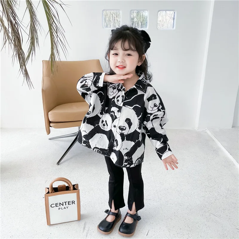 

Panda Children Clothes Spring Summer Girls Cotton Blouses Shirts Kids Teenagers Outwear Breathable High Quality