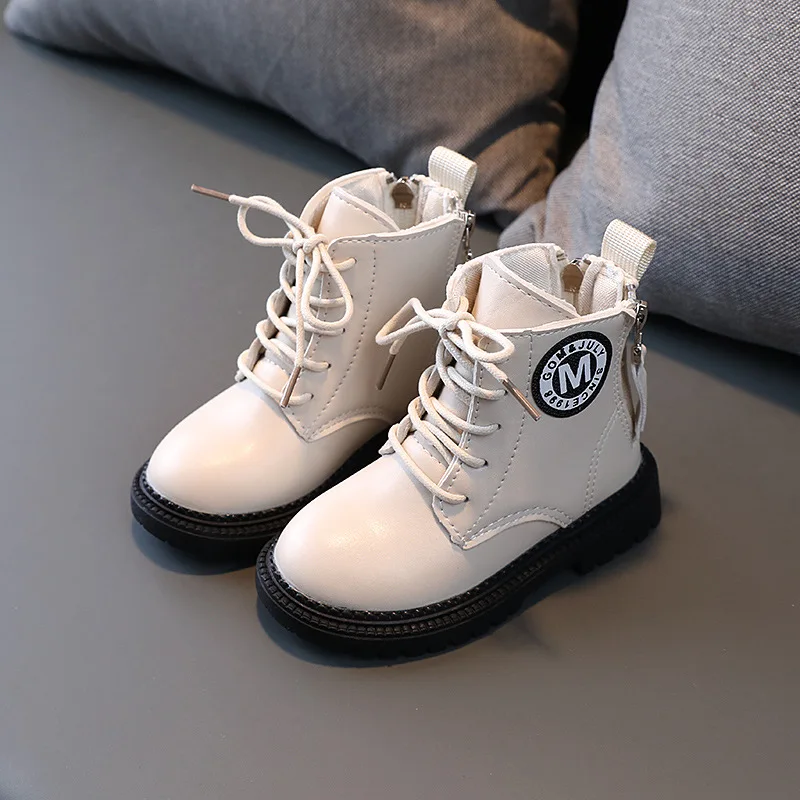 2021 ботинки для девочек черные и белые кожаные мартинсы модная обувь мальчиков