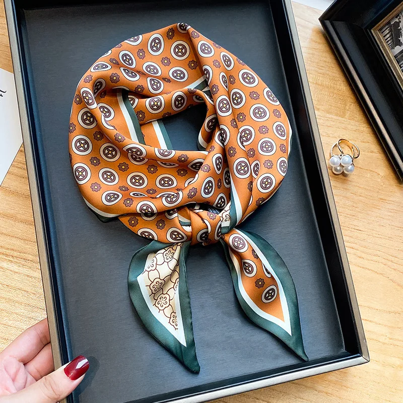 

2021 silk scarves hair ribbon hairband women scarf women Summer long fashion female Neck Brand Office Printing Handkerchief