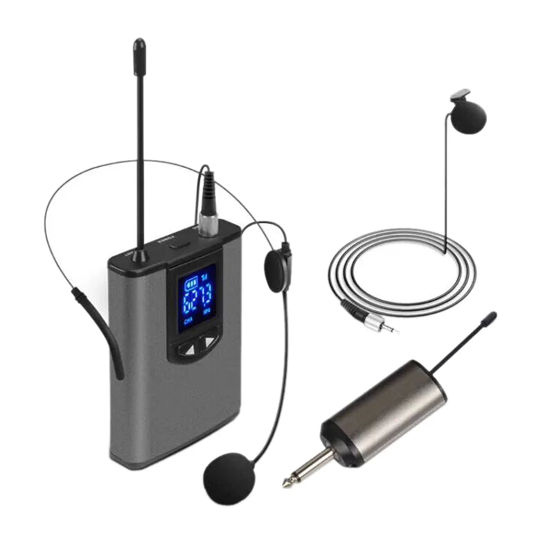 

UHF Portable Wireless Headset/ Lavalier Lapel Microphone With Bodypack Transmitter And Receiver 1/4 Inch Output, For Live Perfor