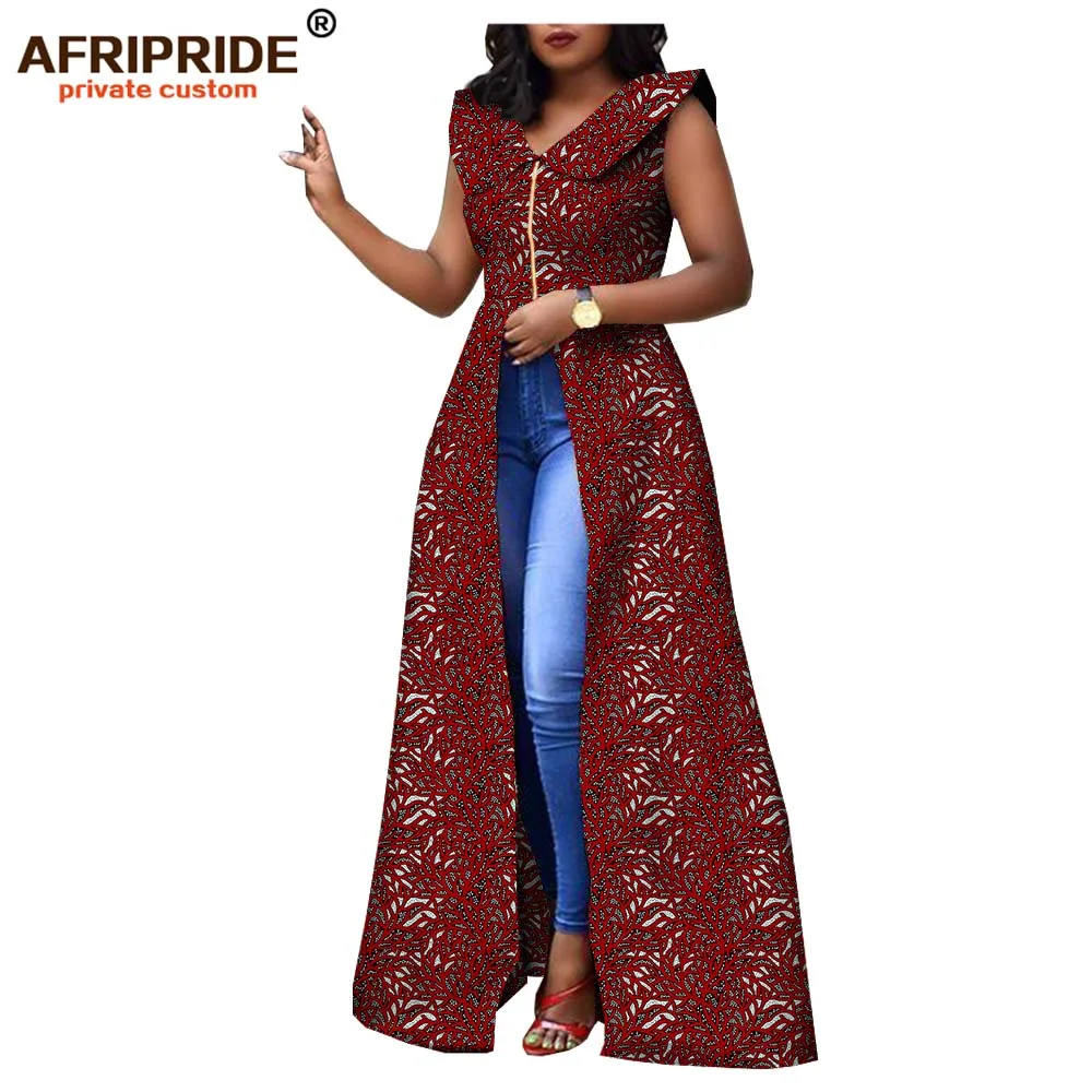 Африканские макси платья для женщин AFRIPRIDE на заказ Анкара Принт без рукавов Длина до пола женское повседневное Хлопковое платье A1825088 - Цвет: 503