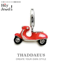mini red motorcycle scooter car moto charm pendant accessories retro women men styling 925 sterling silver gift fit bag bracelet