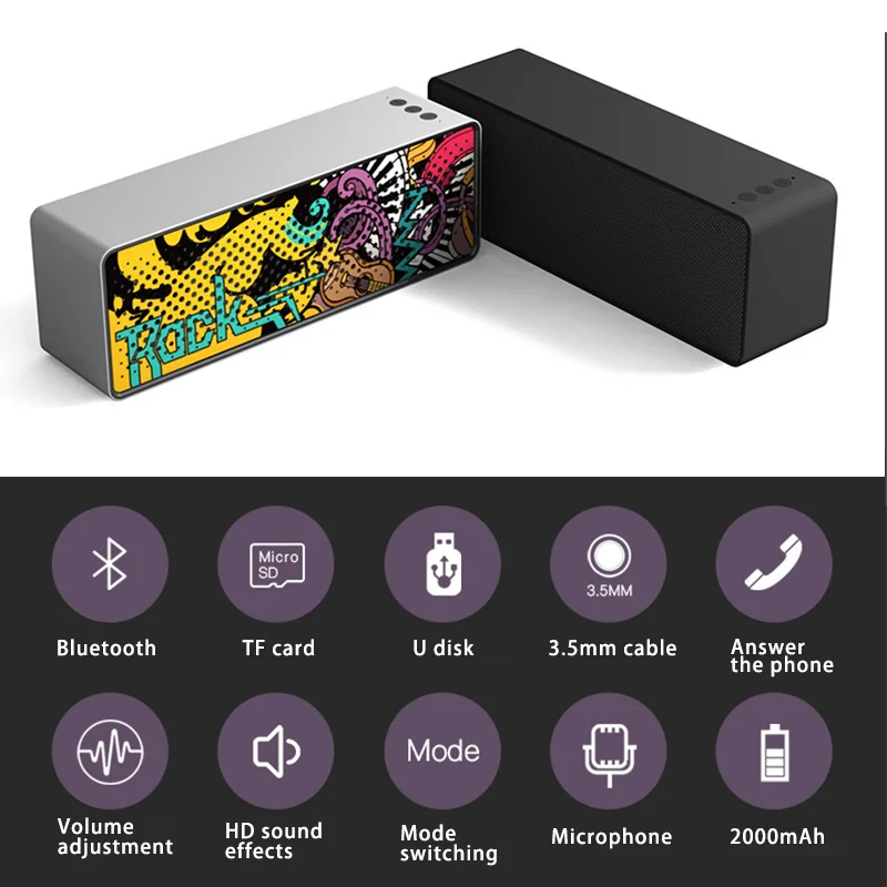 

Bluetooth Speakers Portable Sound Bar 2000mAh Wireless Sound With FM Radio 10W Speakers Bluetooth 18 Hours Play