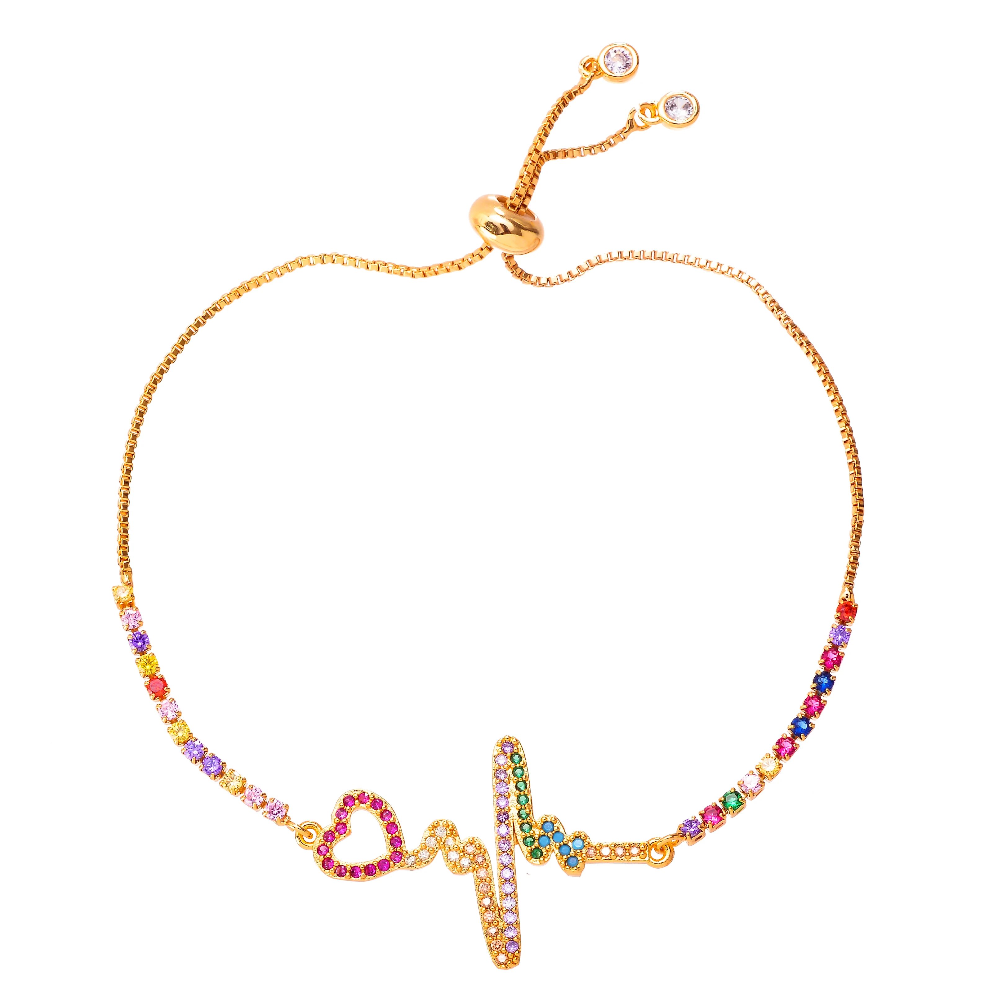 

Hot Women's Golden Rainbow Long Bracelet and Bracelet Jewelry Charm cz Zircon Bracelet Adjustable Chain Bracelet Accessories