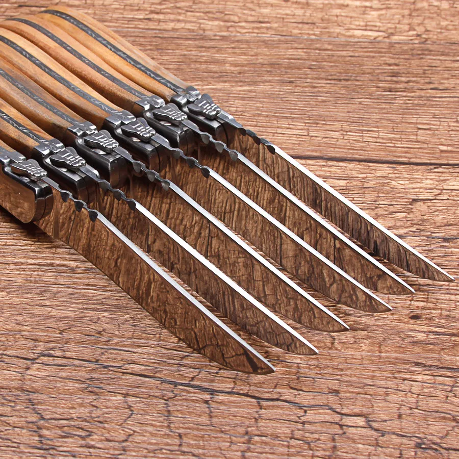 6 комплектов нож для стейка из нержавеющей стали с деревянной ручкой|Обеденные