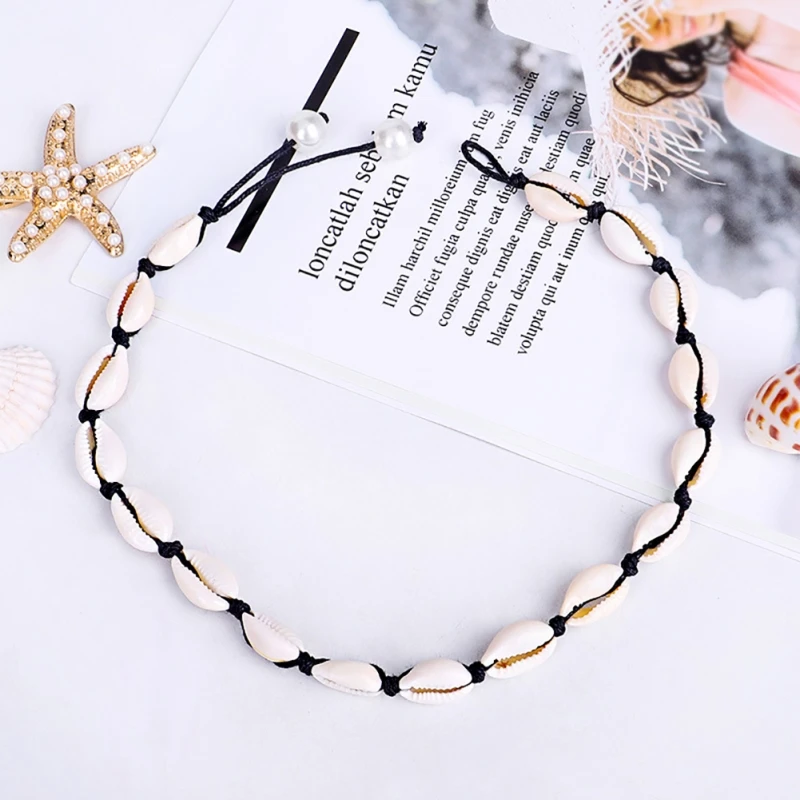 Пляжное богемное ожерелье-чокер с подвеской в виде морской ракушки стиле бохо