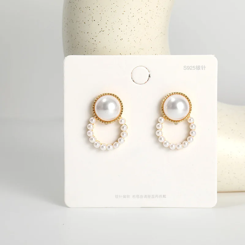 

2021 Korean New Simple Geometry Earrings Fashion Temperament Sweet Pearl Flower Earrings Female Jewelry Party Gift