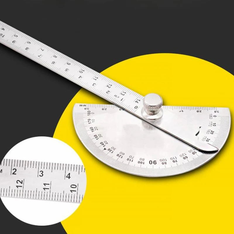 

Professional protractor 180 degree stainless steel adjustable protractor precision instrument round head caliper measuring ruler