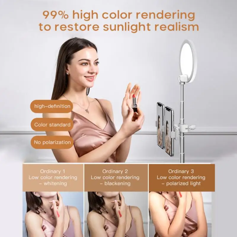 

Photography Lighting Phone Dimmable LED Ringlight Selfie Fill Light Lamp Retractable Phone Stand Table Lamp Fill Youtube Live