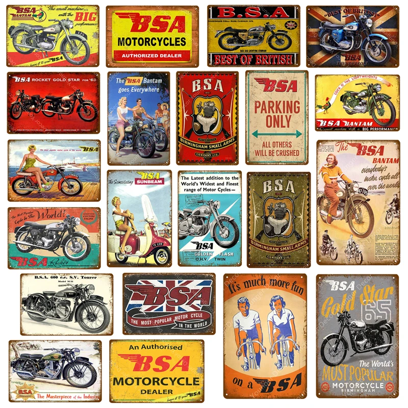 

Gold Star BSA Motorcycle Metal Signs Tin Poster Garage Club Pub Bar Wall Decoration Vintage Metal Plate Home Decor YJ095