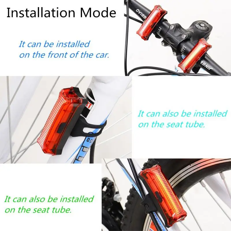 

New Two-color Taillights Bicycle Lights USB Charging LED Warning Lights Night Bike Rear Light Mountain Bicycle Accessories