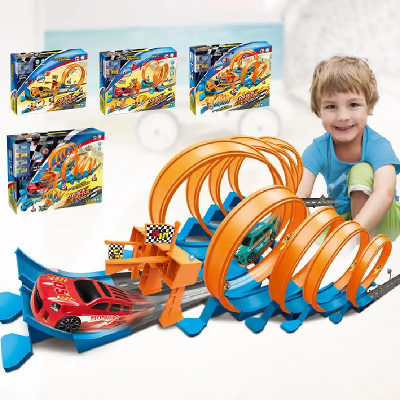 

Stunt Speed Car Wheels Metal Model Toy DIY Track Ejector Dynamic Sound Cool Lighting Racing Track Rail Kits Educational Kids Toy