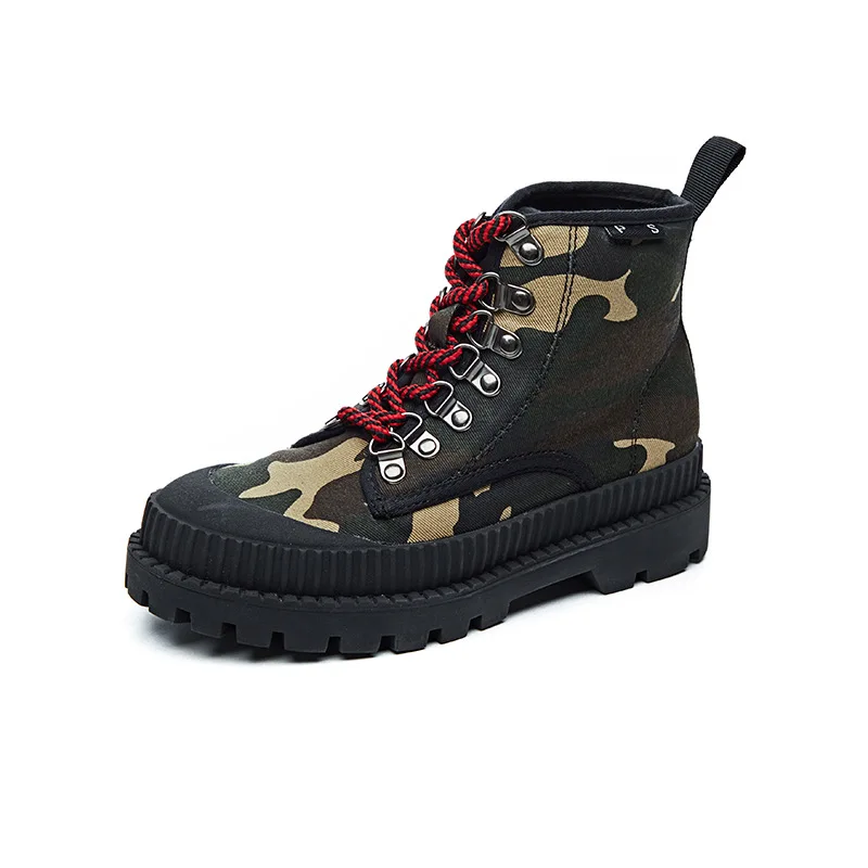 

Women Canvas Boots Shoes Shoes Anti-Slip Ankle Motorcycle Boots Lace-Up Travel Camouflage Casual Shoes 2020