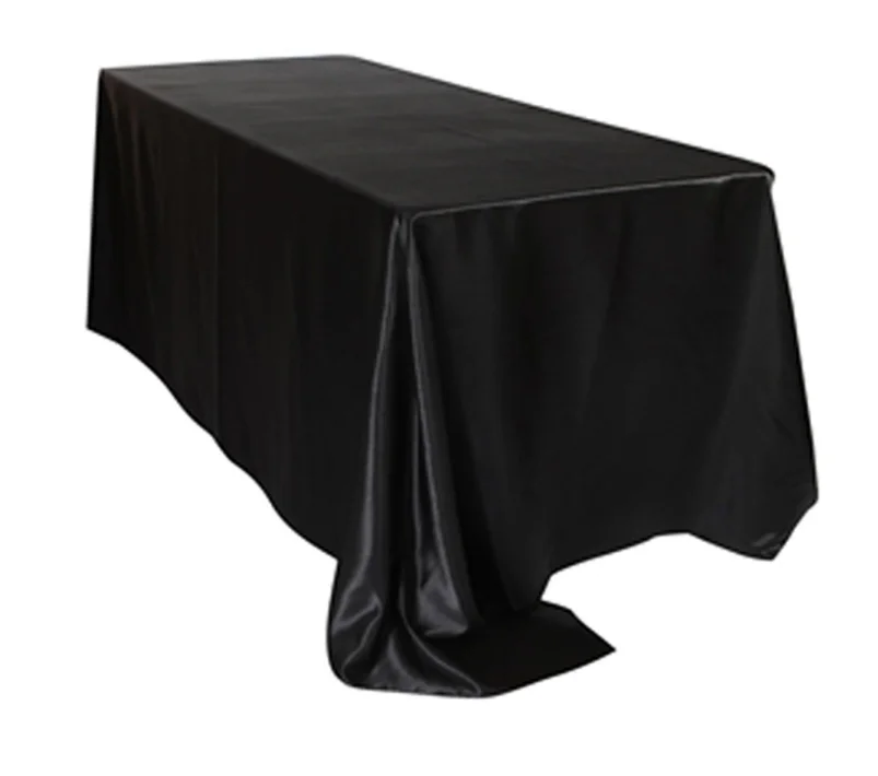 145x320cm White/Black Tablecloths Table Cover Rectangular Satin Tablecloth for Wedding Birthday Party Hotel Banquet Decoration
