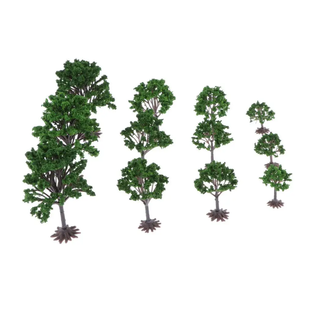 

12Pcs N Z TT Scale Green Trees for Railway Park Street Layout 1:100-1:300