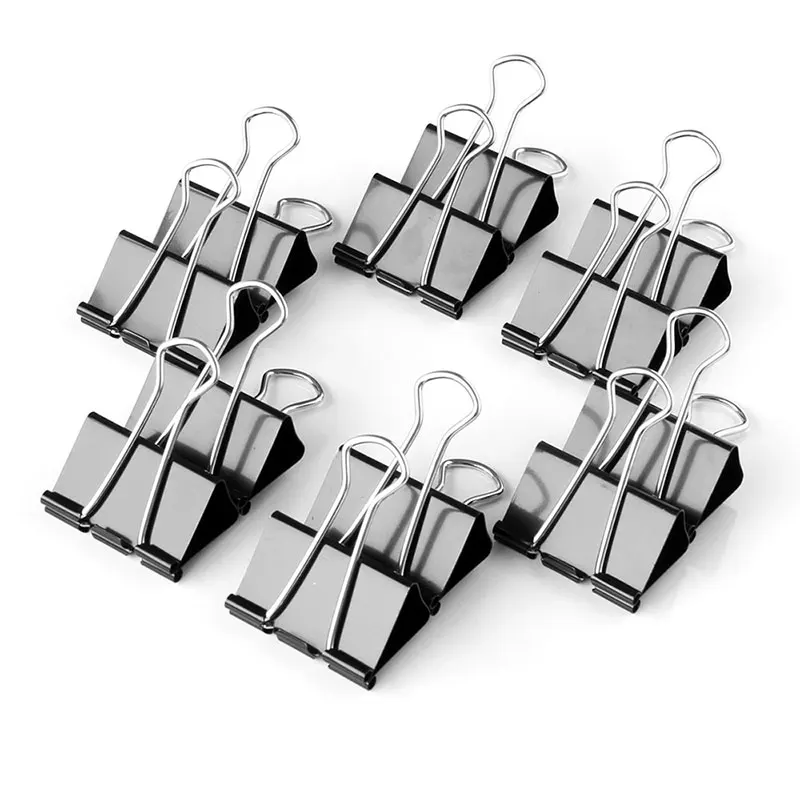 Набор из 12 шт. черные металлические зажимы для переплета 15/19/25 мм канцелярских