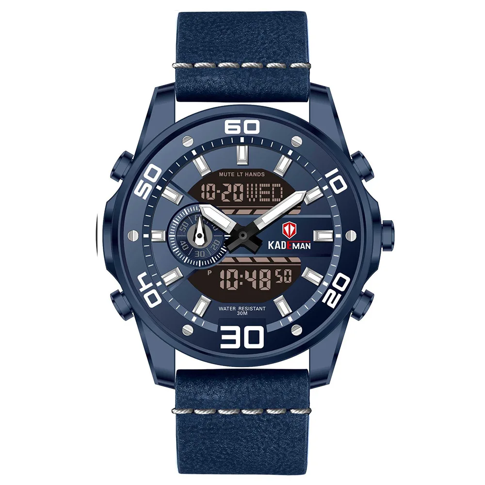 

KADEMAN 6156 Mode Uhr Männer Sport Quarz Marke Business Armbanduhr Wasserdichte Leder MännlichenMilitary Watch