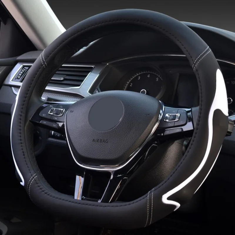 D Форма кожаный чехол рулевого колеса автомобиля для Volkswagen Golf 6 7 Polo Passat Tiguan 2016 2017