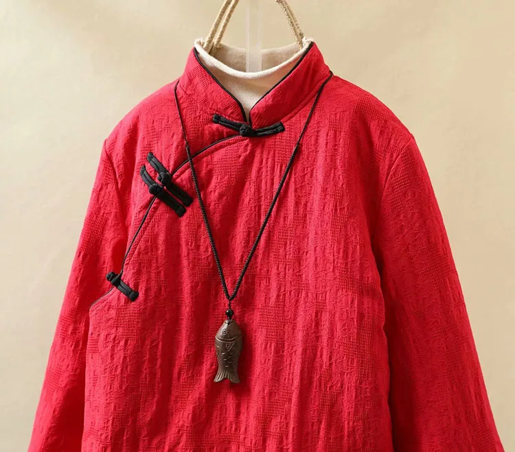 Китайский мандарин цветная Парка женская наклонная пластина Кнопка жаккардовый