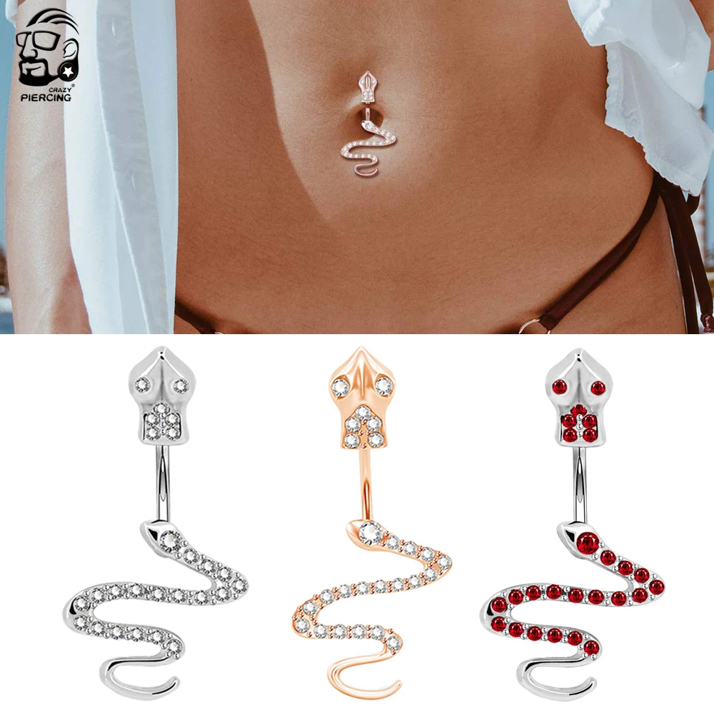 Кольцо для пупка из хирургической нержавеющей стали 14 г с красным фианитом