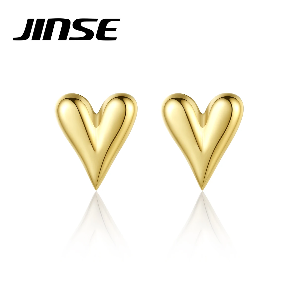 Женские серьги-гвоздики из нержавеющей стали в форме сердца