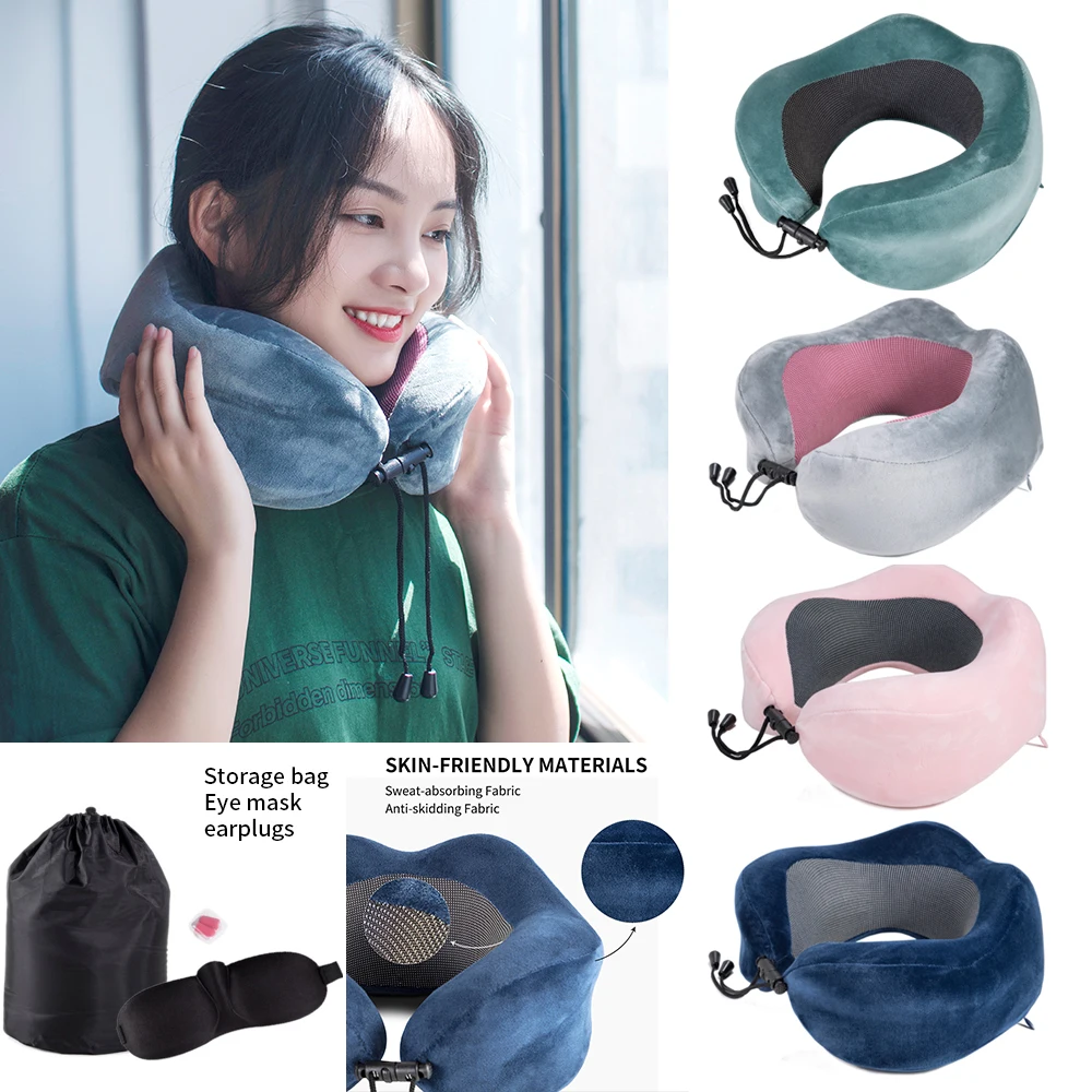 U образная подушка маска для глаз набор защита шеи путешествия подушки с эффектом