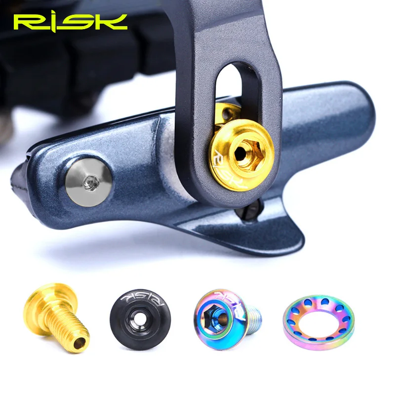 RISK 16pcs/set Titanium Alloy Screws for UT/DA/105 Road Bike C Brake Shoes C Clamp V Brake Blots Nut Gasket Cycling Parts
