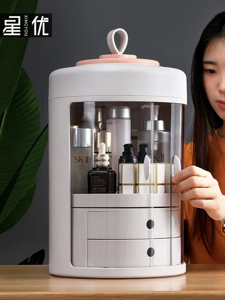 Горячая вращающаяся косметическая коробка для хранения губной помады двойная