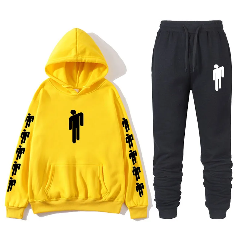 yellow Billie Eilish осень зима тренировочный spak Vrouwen Mannen толстовки повседневные Pak Vrouwen Kleding Pak Беговые Брюки спортивные Su - Цвет: yellow