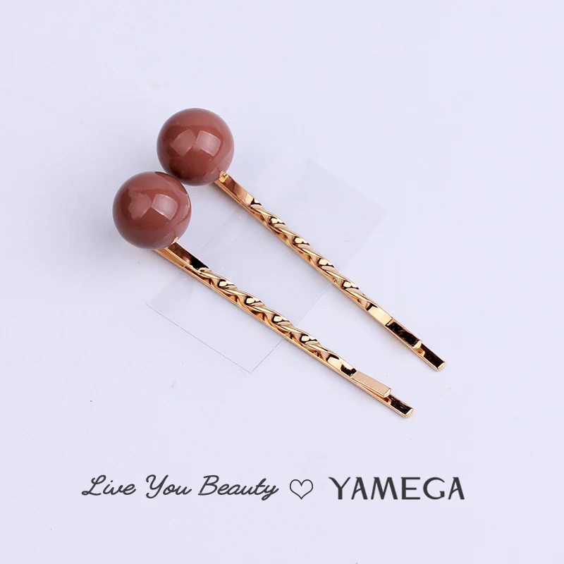 YAMEGA, 2 шт./партия, новинка, корейский жемчуг, заколка для волос, металлические золотистые шпильки для волос, простой головной убор, украшения для волос, аксессуары-заколки для волос для женщин