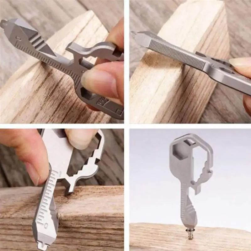

Multifunctional Tool keychain Key Shaped Pocket Tool Outdoor Keychain Pendant Tool for Drill Drive Measuring Bottle Opener