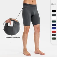 fitness training shorts pocket men stretch wicking quick dry running tight sport short pants male workout shorts mens gym wear