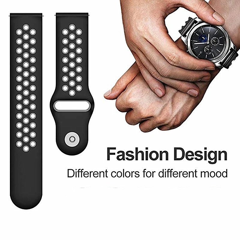22 мм/20 мм резиновый ремешок для samsung gear S2 спортивных часов 42 46 Классический S3 Huami