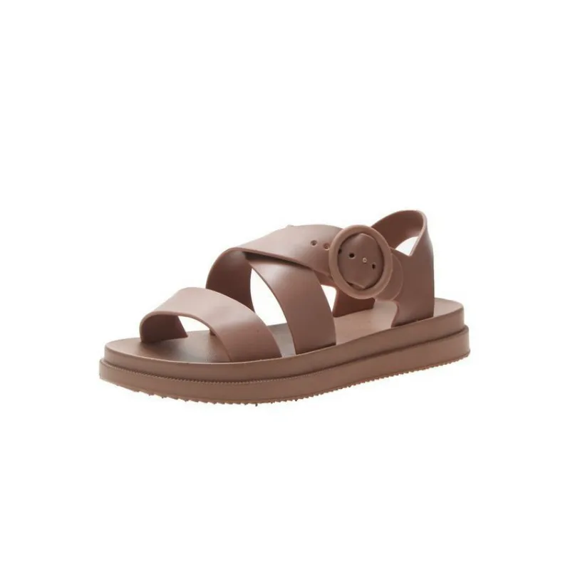 

New Summer Flat Sandals Women Shoes Gladiator Open Toe Buckle Soft Jelly Sandals Female Women's Flat Platform Beach Shoes