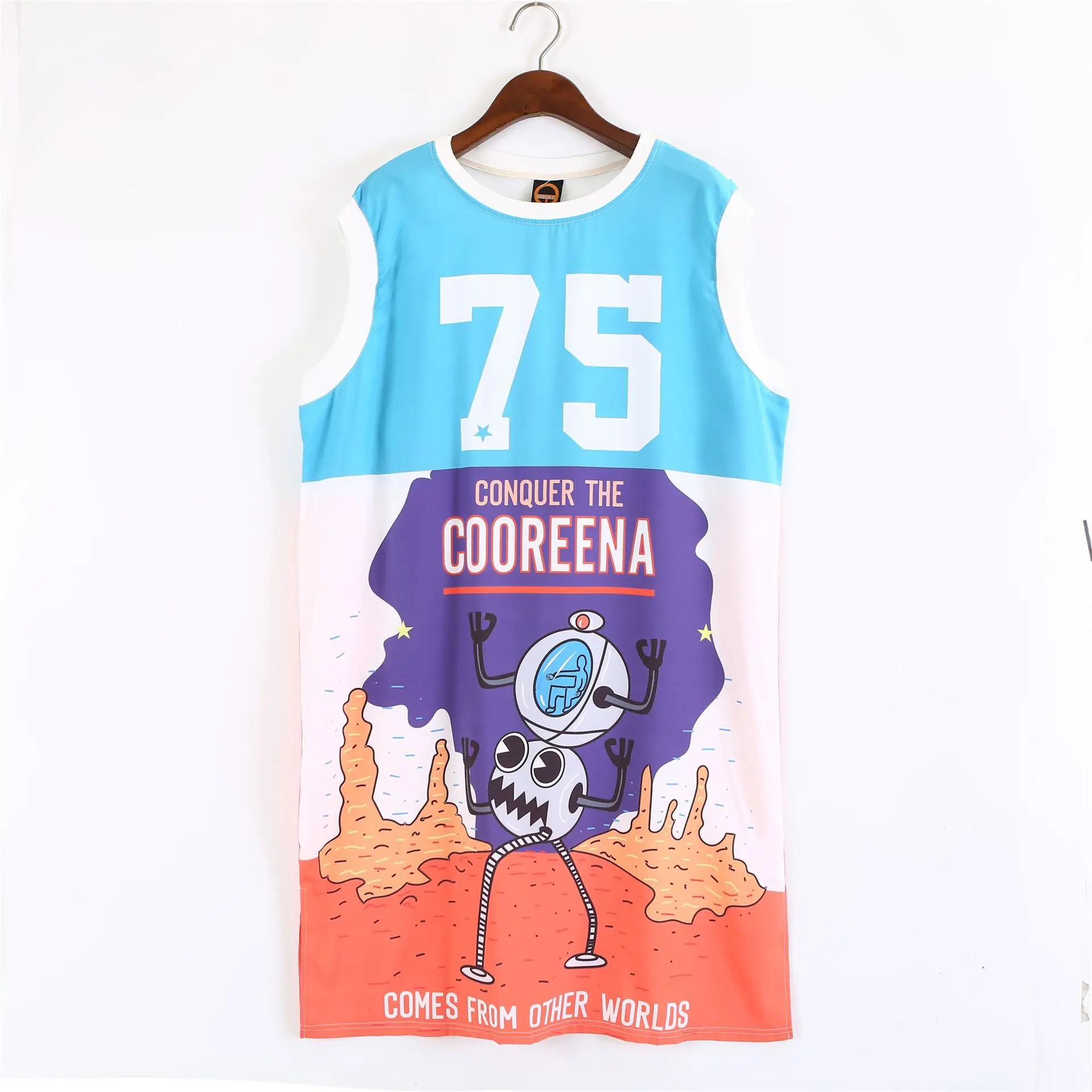 

2021 New Contrast Personalized Sleeveless Vest Graffiti Print Women's Dress Cartoon Loose Tank Dresses Streetwear