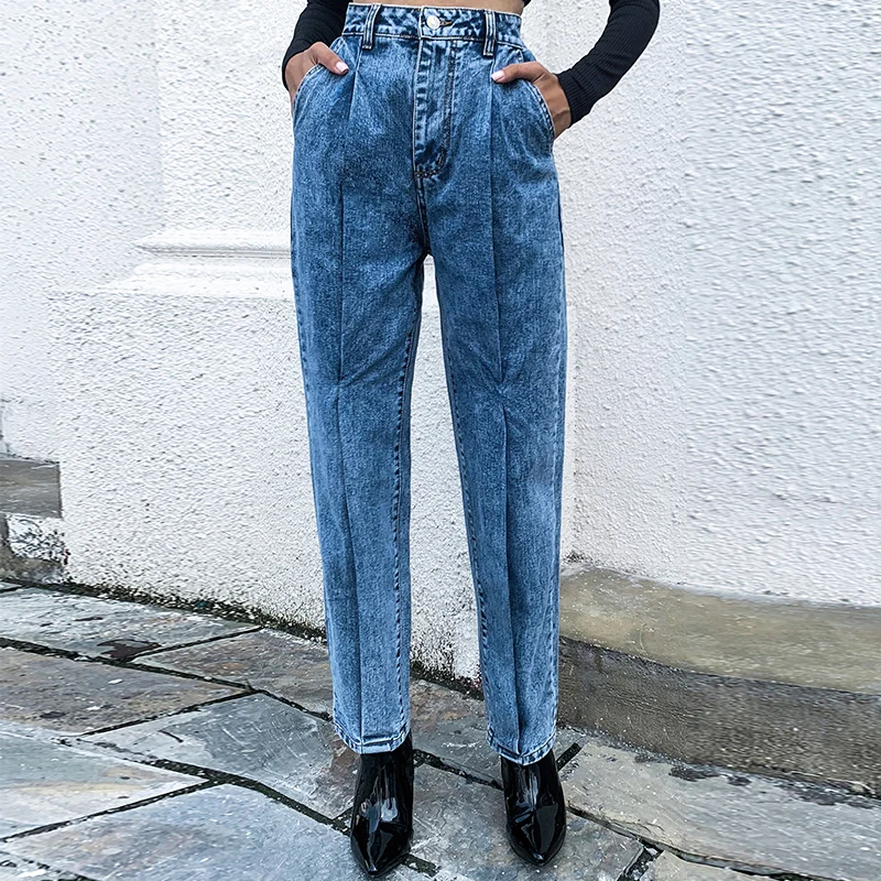 

2021 Fashion Commuter Loose Denim Tapered Pants