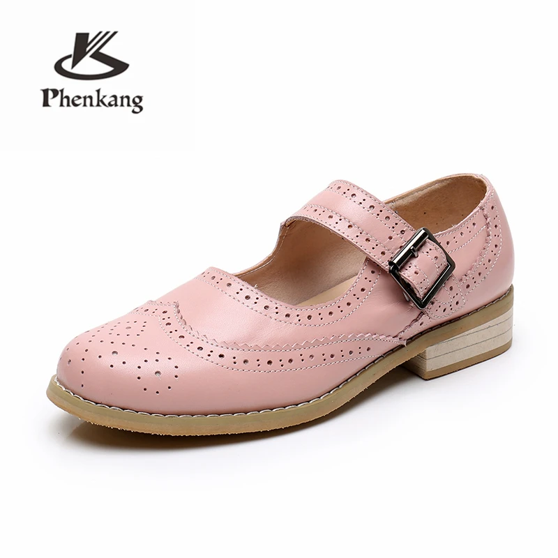 

Women genuine leather brogues lady flats Sandals shoes vintage buckle handmade oxford shoes for women sandals 2019 summer