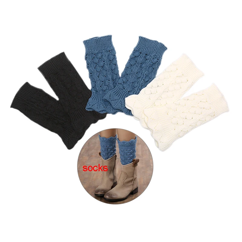 

1pair Ladies Women Crochet Boot Cuff Knit Toppers Boot Socks Winter Leg Warmer Button Crochet Knit Boot Socks