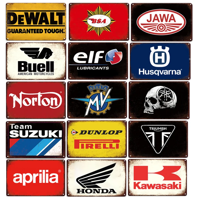 

Car Motor Vintage Decor Wall Tin Sign Bar Garage Man Cave Sign Brand Pattern Print Metal Signs Painting Shabby Decorative Plates