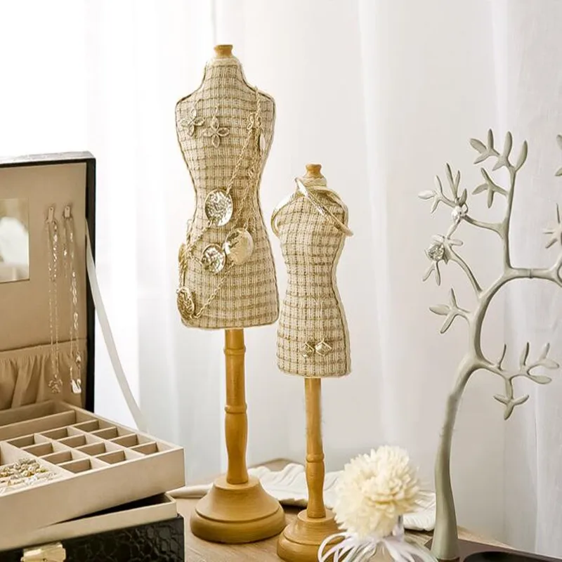 Два размера хлопок лен ткань белая модель Ювелирный стенд манекен корпус